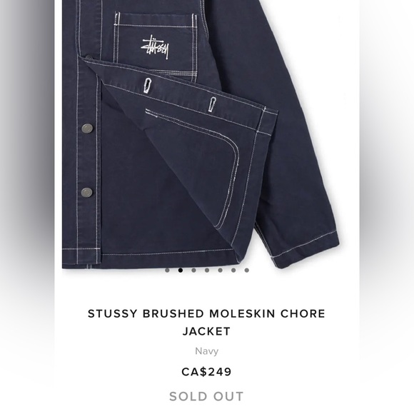 Stussy Brushed Moleskin Chore Jacket | L / Navy - Picture 2 of 7